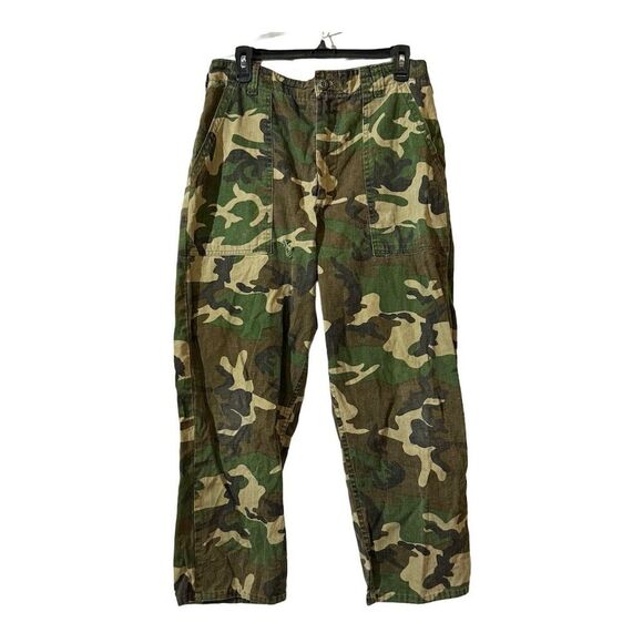 Ranger Men's VTG 70s Camo Cargo Pants Green Size M 32 Inseam Hunting Outdoor - Picture 1 of 7